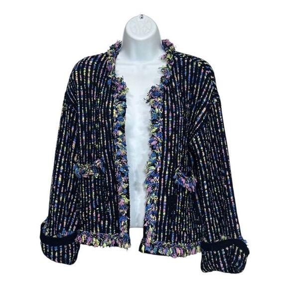 Zara TWEED KNIT JACKET CARDIGAN MULTI‎ COLOR medium - Picture 3 of 9